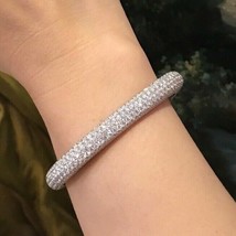 22.59CT Redondo Diamante Imitación Cuadrado Pavé Boda Pulsera 925 Plata - £312.67 GBP