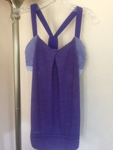 LULULEMON REST LESS TANK BRUISED BERRY WEE STRIPE w/BRA &amp; CINCH BOTTOM SZ 6 - £37.35 GBP