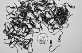 100 Gunmetal black plated ball coil fish hook earring wires w/ open loop... - £1.95 GBP
