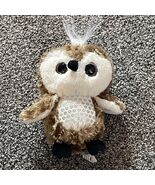 Galerie Brach&#39;s Owl Bird Brown White Shiny Sequins Plush Small 6&quot; - €6,84 EUR