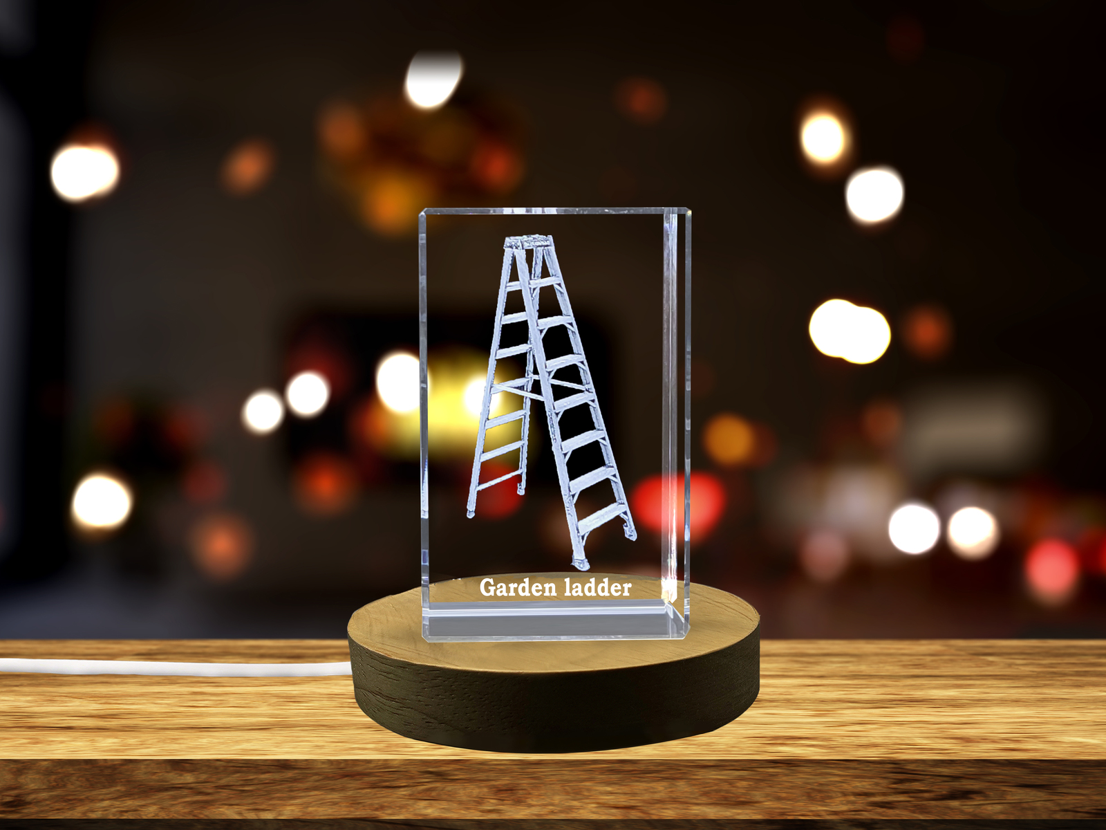 LED Base included | Garden Ladder Immortalized in 3D Engraved Crystal