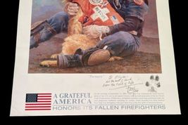 Signed "A Grateful America" Art Print Fred Stone 31x 25" Firefighter Rescue Dog image 3