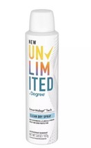 Degree Unlimited Antiperspirant Deodorant Clean Dry Spray 3.8 oz - £9.00 GBP