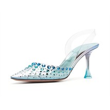 Bling Bling Rhinestones Transparent PVC Women Pumps Fashion Summer Slingbacks Cl - £40.12 GBP