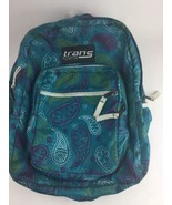 Trans by Jansport Backpack Teal Blue w/ Paisley Pattern Padded Straps - £12.08 GBP