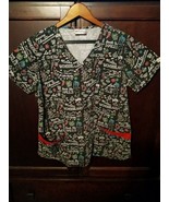 EUC UA Scrubs - Deck the Halls Black V-Neck Scrubs - Size Medium FAST SH... - $187.97 MXN