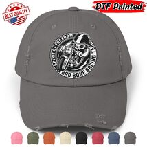 Racing Team Distressed Cap Skull Motorcycle Spirit Of Freedom Logo DTF P... - $24.99