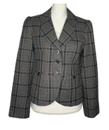 NEW Womens Mossimo Gray Purple Plaid Lined Wool Blend Blazer Puff Should... - $27.06 CAD