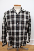 Vtg Pilgrim Sears Roebuck M 15 15.5 Plaid Wool Orlon Loop Collar Flannel Shirt - £42.72 GBP