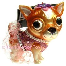 Robert Stanley Blown Glass Retro Gold Chihuahua Dog in Pink Tutu Ornament New - £23.48 GBP