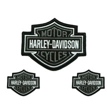 Harley Davidson Classic Gray Logo Sew-on 9&#39; X 7&#39; embroidery Patches Pack of 3 pc - £11.74 GBP