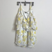 Torrid Women Plus Size 3 3X Yellow White Floral Cold Shoulder Wrap Front Top - £15.63 GBP