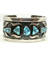 Southwest Spiderweb Turquoise &amp; Sterling Silver Shadow Box Cuff Bracelet... - £625.72 GBP