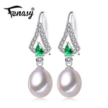 At drop pearl s925 sterling silver long earrings bohemian cz green crystal earrings for thumb200