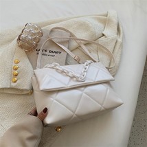 2022 Spring Chain Fashion Women Shoulder Bag Plaid Pu Leather Trendy Crossbody B - £28.32 GBP