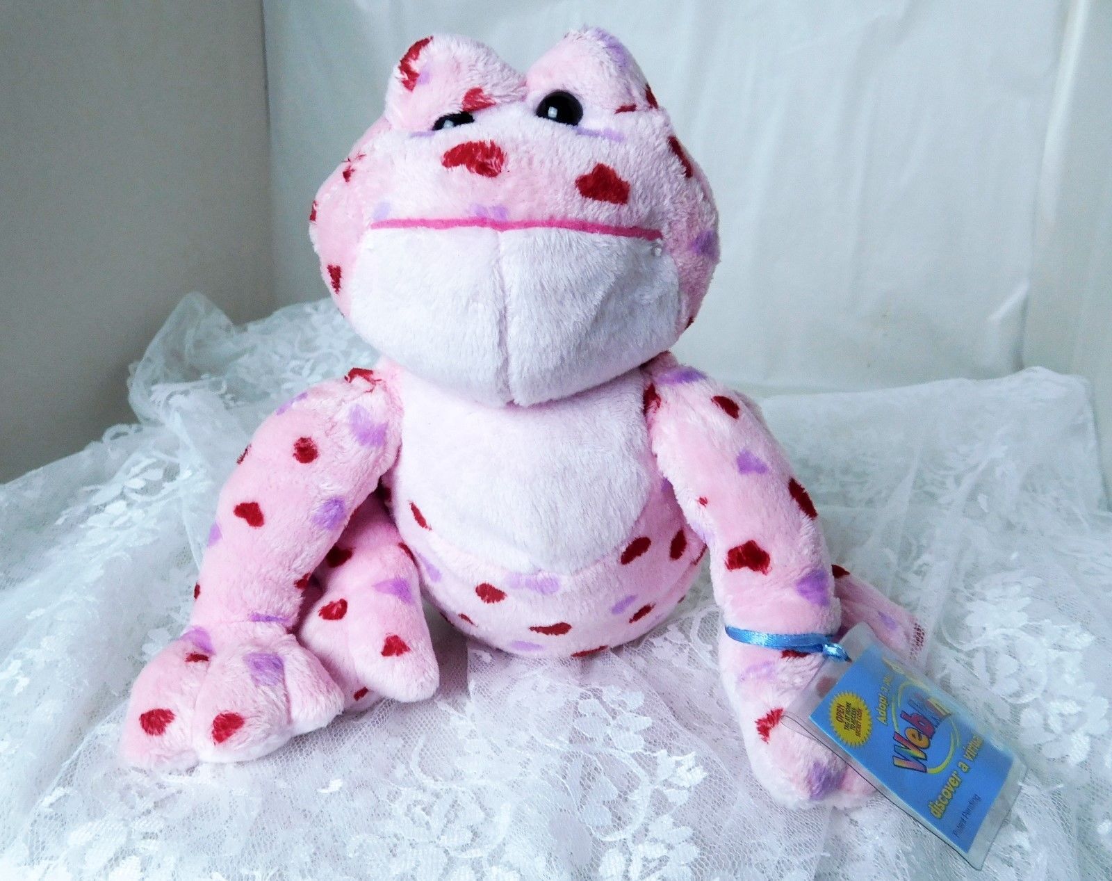GANZ Plush Love Frog Webkinz 8" Pink Plush Toy with Tag HM144 - Super Cute! - £9.74 GBP