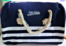 JEAN PAUL GAULTTER Canvas Tote Navy Blue &amp; White New, No Tags - £12.14 GBP