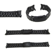New Watch Strap Bracelet BLACK PVD STAINLESS STEEL Band Curved Lug 16mm ... - £15.76 GBP