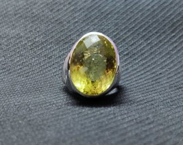 Lemon Quartz Men Ring Large Stone 20 Ct Lemon Topaz Mens Ring - $133.16