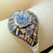 Earth mined Diamond European cut Deco Engagement Ring Antique Platinum Solitaire - £3,447.09 GBP