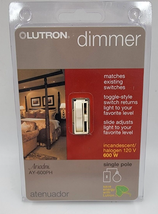 Lutron Slide Single-Pole Toggle Light Dimmer Switch Almond AY-600PH-AL - $18.00