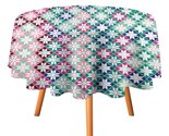 Colored Grid Tablecloth Round Kitchen Dining for Table Cover Decor Home - £12.84 GBP+