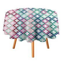 Colored Grid Tablecloth Round Kitchen Dining for Table Cover Decor Home - £12.75 GBP+