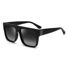 Retro Polarized Sunglasses Men Women Flat Top Square Driving Glasses Black/Grey - £15.79 GBP