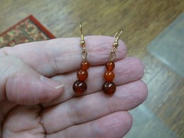 (EE447-g) 4 6 +8mm Orange CARNELIAN bead gemstone dangle gold wire hook earrings - £9.74 GBP