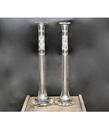 Magnificent Pair ABP American Brilliant Period Cut Crystal Tall Candlest... - £796.46 GBP