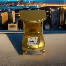 Platinum Quartz Gold Toned Miniature Golf Cart Clock - $16.34