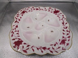Antique French Oyster Plate Pink purple Majolica Porcelain Hand Painted - £39.56 GBP