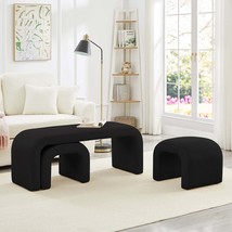 Modern Black U-Shaped Teddy Ottoman Bench Set (3) - Entryway, Bedroom - $319.99