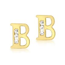 Carissima Gold 9 ct Yellow Gold with Cubic Zirconia B Initial Stud Earri... - $363.00