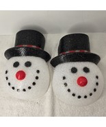PAIR OF Christmas Snowman Lamp Post Porch Light Cover 12&quot; Melted Plastic... - $21.91 CAD