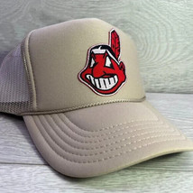 New Cleveland Indians Wahoo Cream Hat 5 Panel High Crown Trucker Snapback - £18.64 GBP