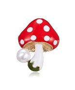 Red Mushroom Pin - Brooches - White Pearl - Gift - $11.99