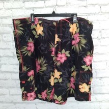 Sand N Sun Swim Trunks Mens XL 40-42 Black Floral Lined Cargo Hawaiian T... - $17.99