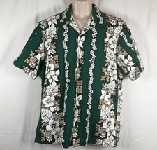 Hawaii Brand Aloha Shirt Hibiscus &amp; Monstera Large - £16.53 GBP