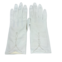 Ladylike Luxe! VTG 50s White Gloves - Dainty Appliqued Nylon - Fits 6.5-7 - $33.66