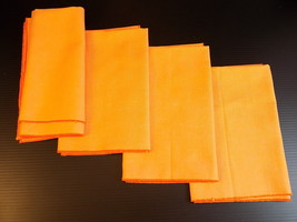 Set Of 4 Orange Table Cloths Heavy Cotton Weave 14&quot; X 14 1/2&quot; - £5.56 GBP