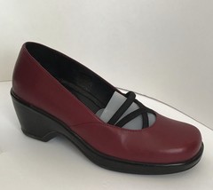 DANSKO Burgundy Leather Elastic Strap Mary Jane Wedge Heels (Size 38) - £31.23 GBP