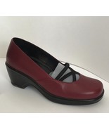 DANSKO Burgundy Leather Elastic Strap Mary Jane Wedge Heels (Size 38) - £31.81 GBP