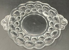 Heisey WHIRLPOOL CLEAR Round Snack Plate 7-3/4 Handle to Handle 19-2555 - £13.43 GBP