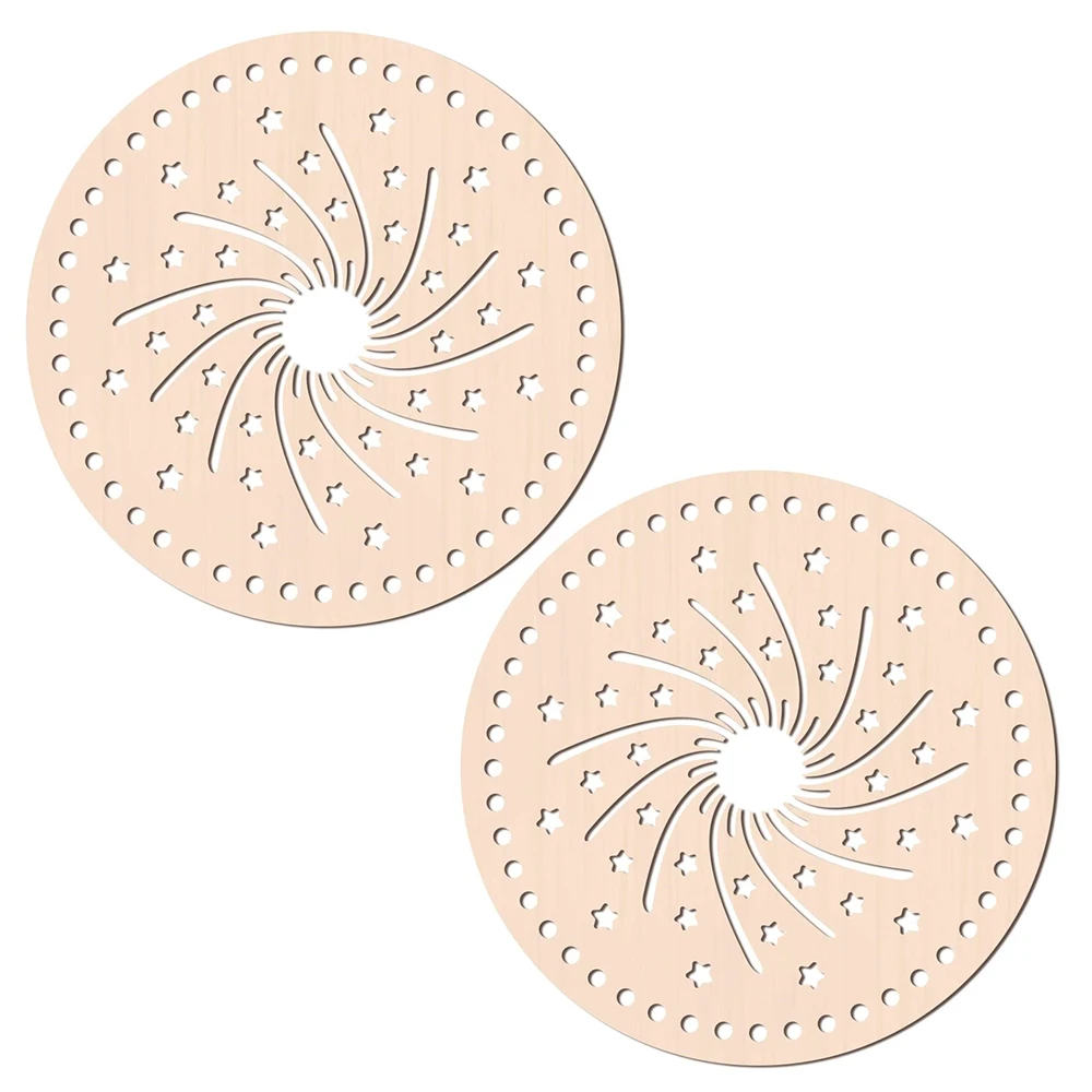 2Pcs DIY Natural Wooden Basket Bottoms Hollow Crochet Wood Base for -No21 - $8.52