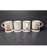 Clipper Ship Themed Mugs, Set Of 4, Nautical Coffee Decor, Vintage Ship ... - $48.88 CAD
