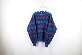 Vintage 70s Wrangler Womens Large Abstract Knit Crewneck Mom Sweater Acrylic - £47.44 GBP