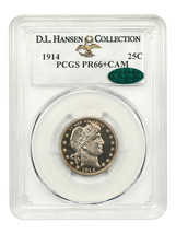 1914 25c PCGS/CAC Proof 66+ CAM ex: D.L. Hansen - £5,597.24 GBP