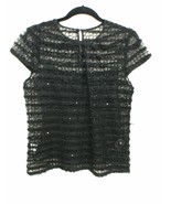 MILLY Encaje Negro Top Manga Japonesa con Lentejuelas Talla 6 - $118.69