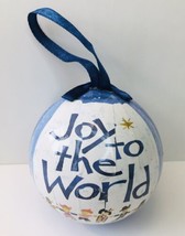 Joy to the World Christmas Tree Ball Ornament Blue &amp; White World Peace T... - £11.50 GBP